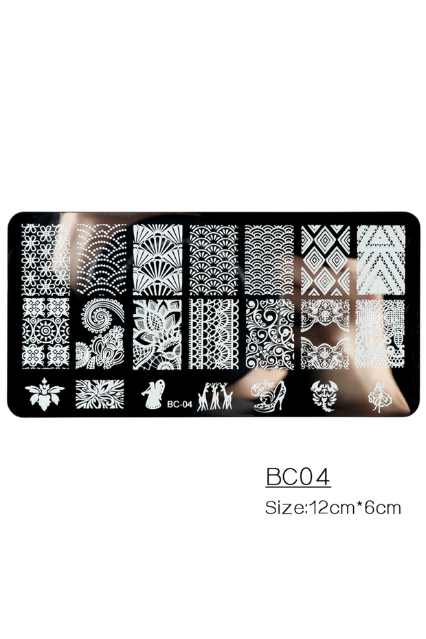 BC04 1PC Wedding Nail Art Stamping Plate Romantic Elegant Lace Flower Ribbon Butterfly Pattern Print