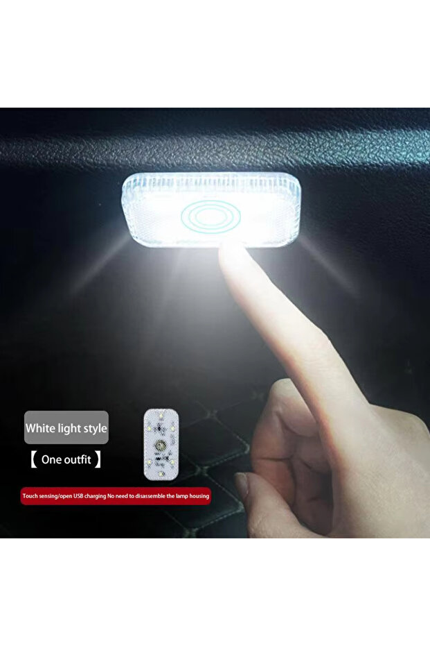 1pc white LED Touch Light Mini Wireless Car Interior Lighting Auto Roof Ceiling Reading Lamp for Doo