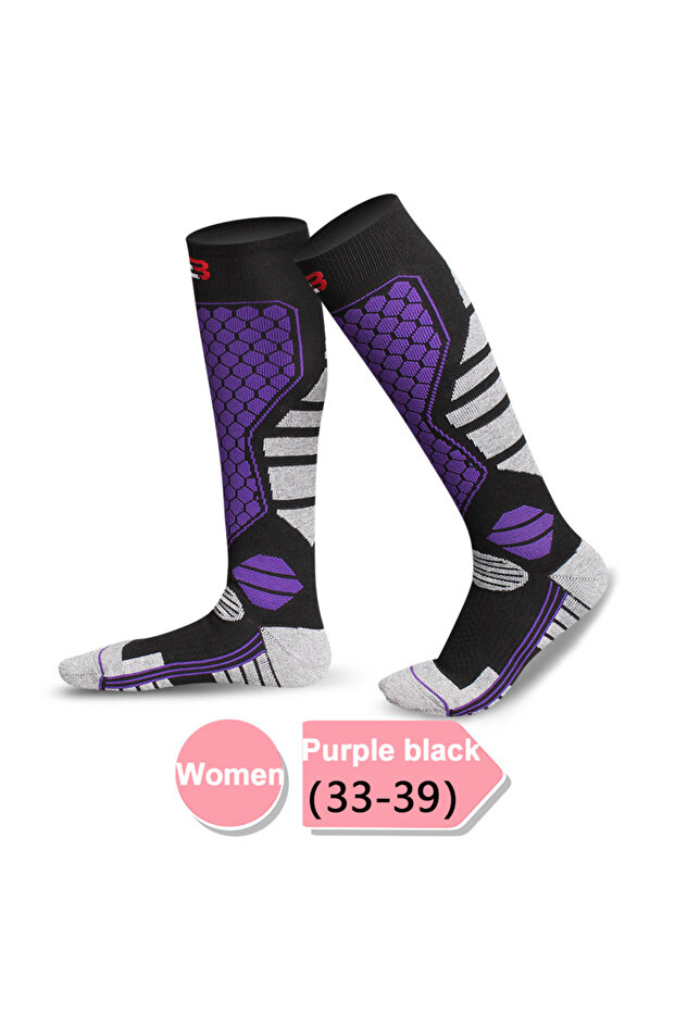 Women--Purple GTUBIKE New Winter Warm Ski Socks Anti-slip Thickened Compression Snowboard Socks Ther