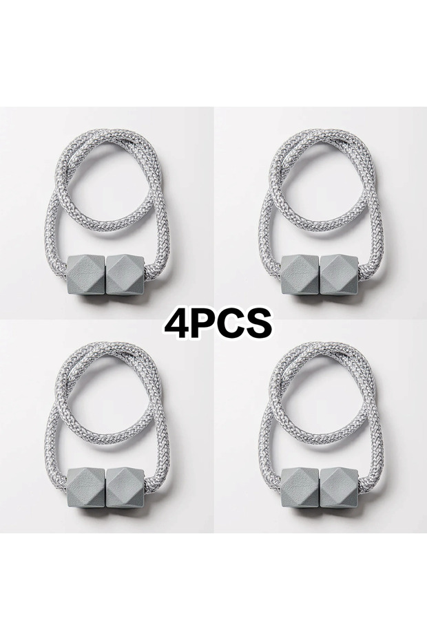 4 Grey 4pcs Curtain Tiebacks with Strong Magnet Thick Rope Design for Bedroom Living Room Kitchen Du