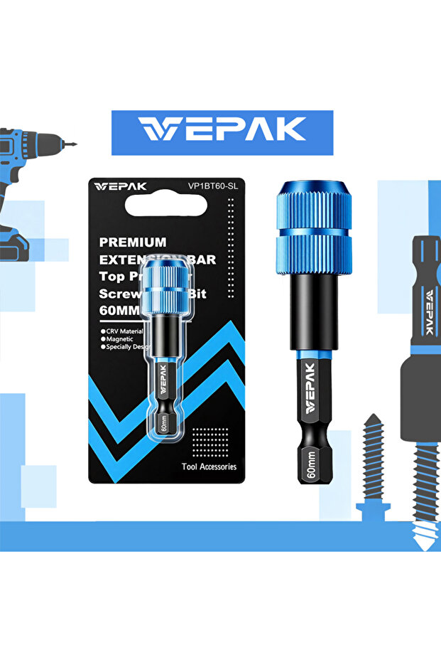 VP1BT60-SL VEPAK Screwdriver Bits PH2 S2 Steel/60mm Extension Rod High Hardness Magnetic For Electri