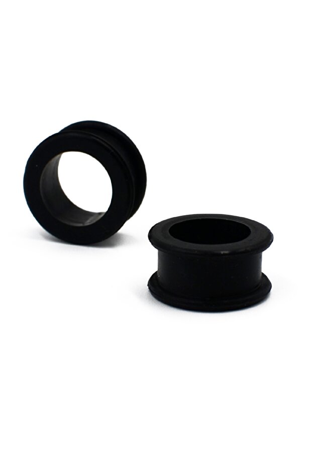 Ears Earrings Black Round 24mm 1Pair 3mm-48mm Big Size Hollow Black Silicone Flexible Double Flared