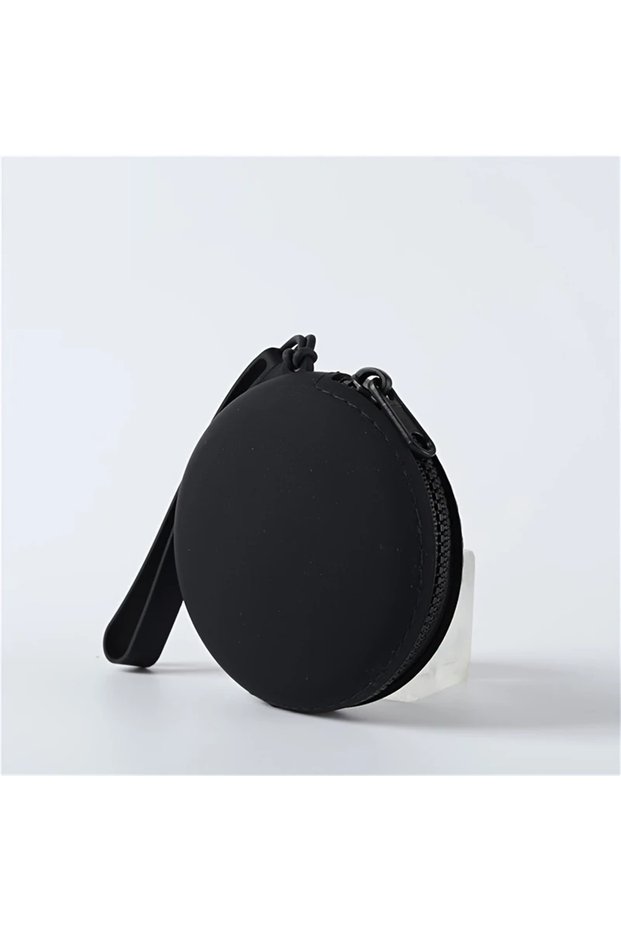 Black 1Pc Silicone Pet Treat Pouch, Portable Travel Training Bag Round Silicone Snack Bag for Dogs a