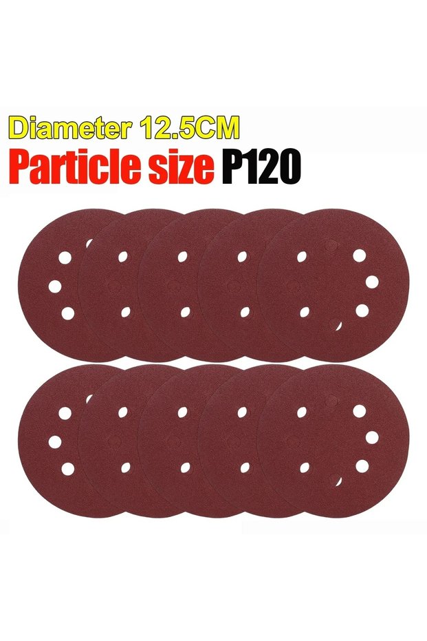30Pcs 120 Grit Universal 8 Hole Sanding Discs 125mm Sandpaper for Metal Wood Glass Sander Polishing