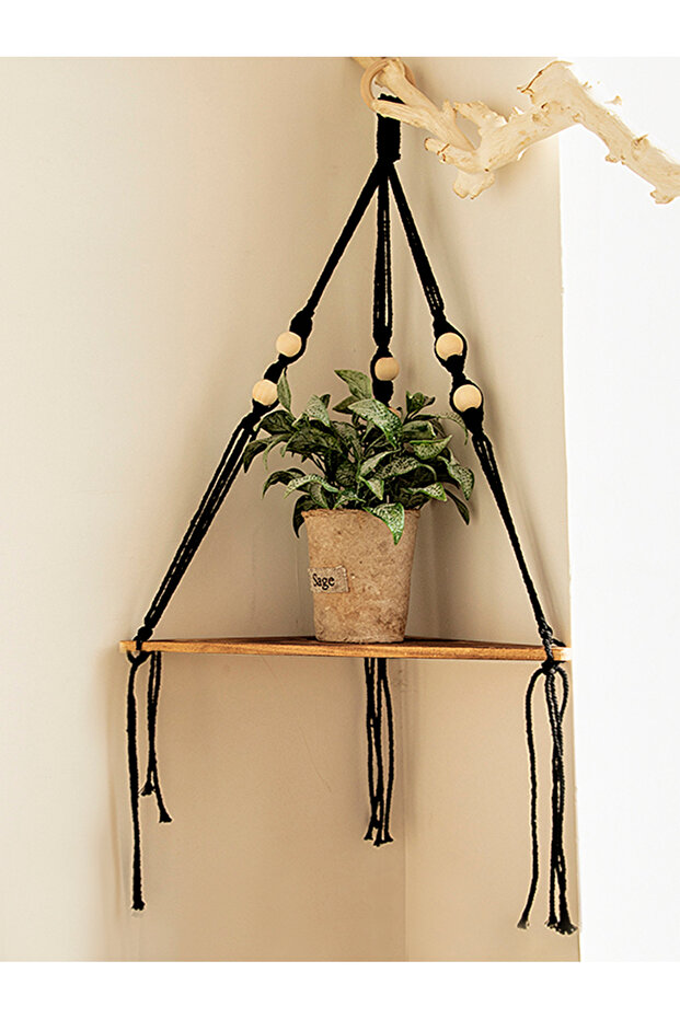 corner shelf M01513 Wooden Corner Shelf Wall Decor Pot Storage Display Stand Macrame Floating Shelf