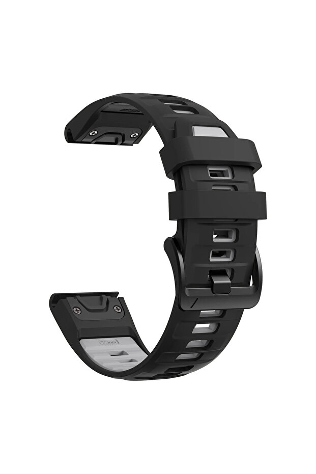1PCS QuickFit 22mm Black Gray Sport Silicone Strap for Fenix 8 Pro 47mm 51mm E 7 7X/Epix Pro/6 6X/E