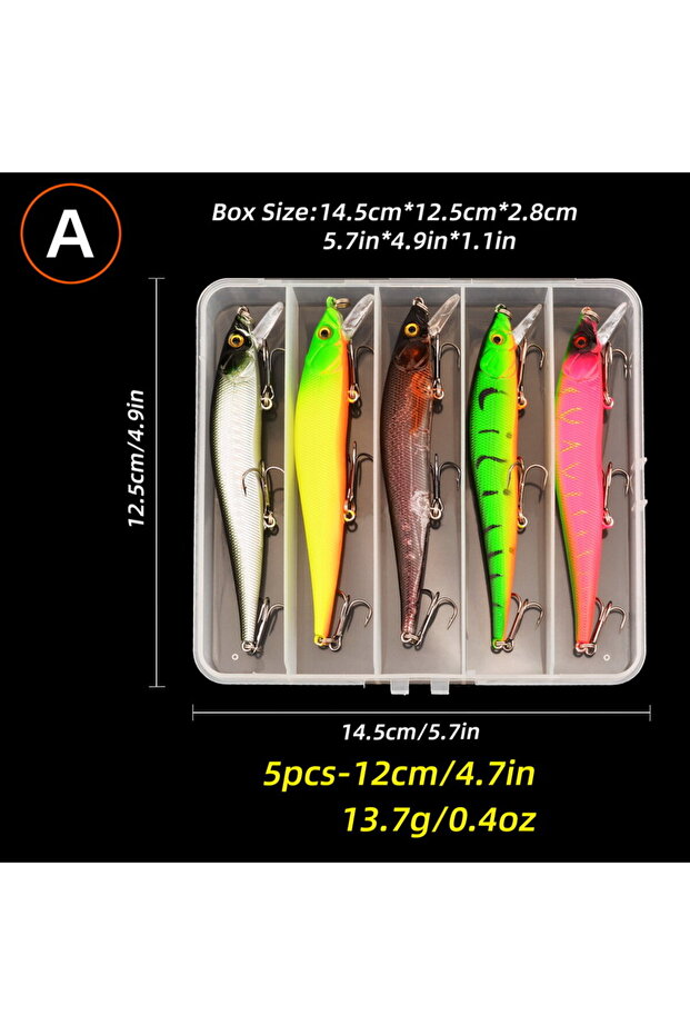Color-A 5pcs/box Fishing Lure13.7g/10g Minnow Crankbait Wobblers 3D Eyes Perch Artificial Bait Pike