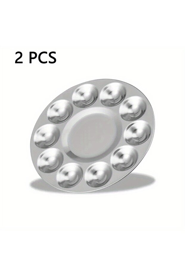 Round 10 holes 2pcs Aluminum Metal Mixed Pigment Tray Rectangular Color Palette, Suitable for Artist