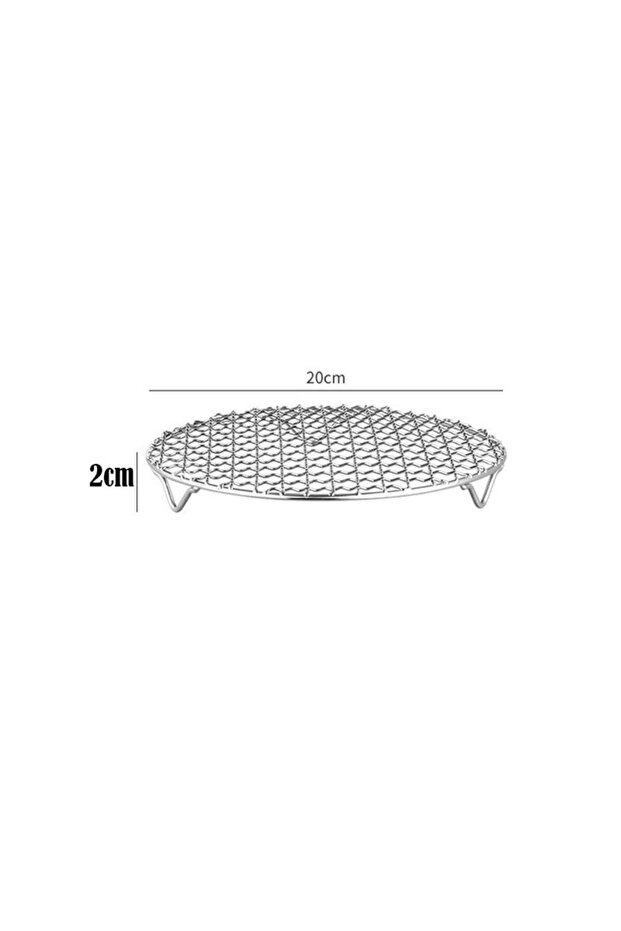 20cm Portable Round Air Fryer Rack Stackable with Foot Grid Grill Stainless Steel Cooling Rack Home