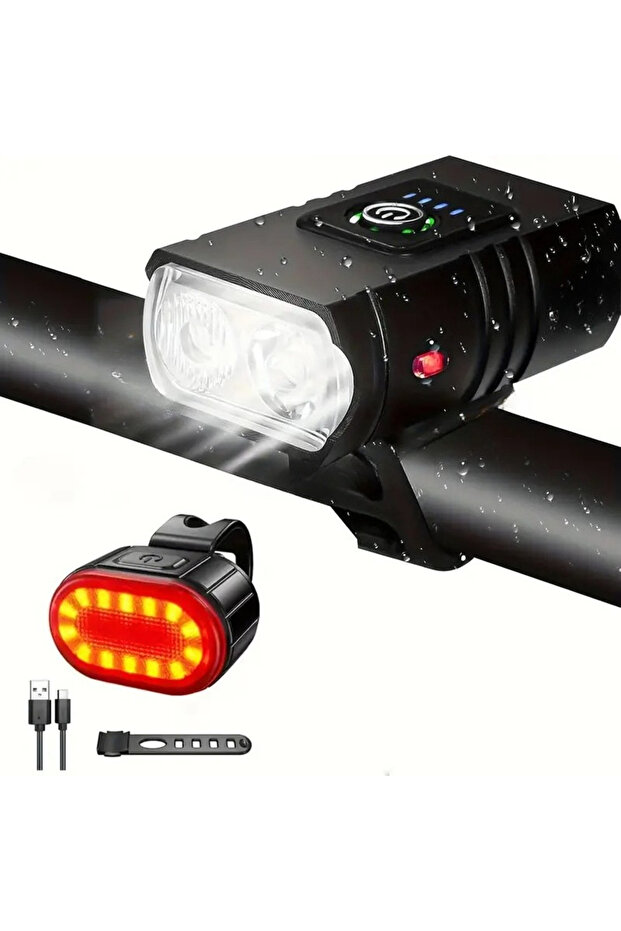 ضوء خلفي أحمر للدراجة من XIWANGFIRE T6، ضوء أمامي وخلفي للدراجة، ضوء أمامي LED T6 قابل لإعادة الشحن عبر USB، مناسب للدراجات الجبلية MTB.