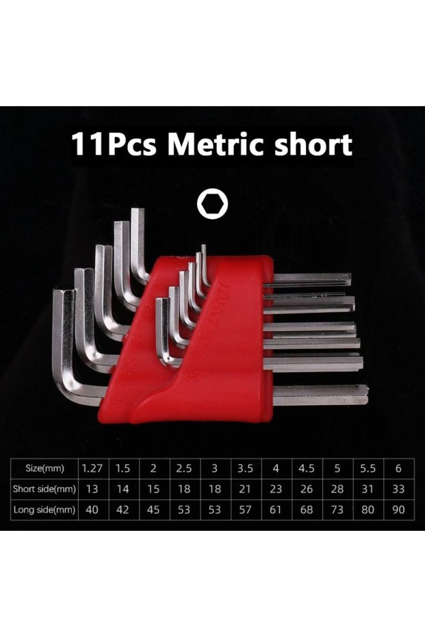 11PCS Metric Short 5/8/11 PCS Portable Short Arm Tool Size Allen Key Inch Wrench L Wrench Metric Wre