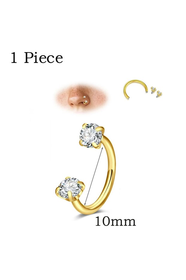 Ears Earrings 1Pc 10mm Gold 3/1Pcs Stainless Steel Crystal Hoop Ring Piercing Nose Ear Nose Rings Wo
