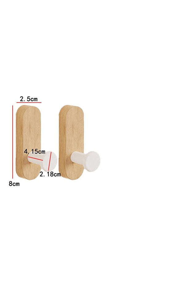 2PCS Self Adhesive Mounted Walnut Wood Wall Hooks for Hanging Coat Towel Clothes Blanket Hat Backpac