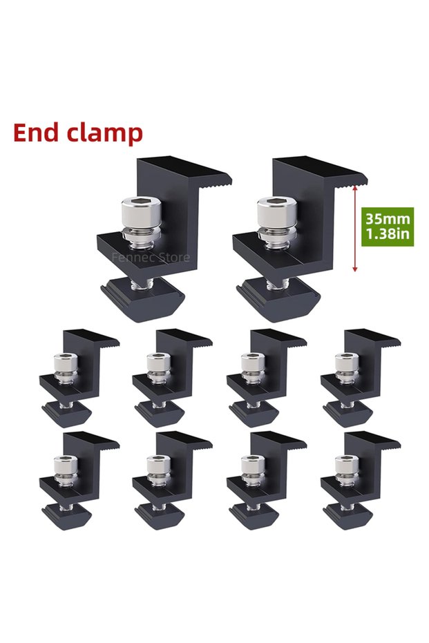 مشبك تثبيت للألواح الشمسية قابل للتعديل من النوع A-10PCS-35MM، مشبك طرفي ووسطي للألواح الكهروضوئية