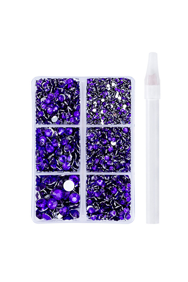2-6MM 4500Pcs-Box Purple Velvet 2/3/4/5/6mm 4500pcs/Box Resin Rhinestone Crystal Glitters FlatBack N
