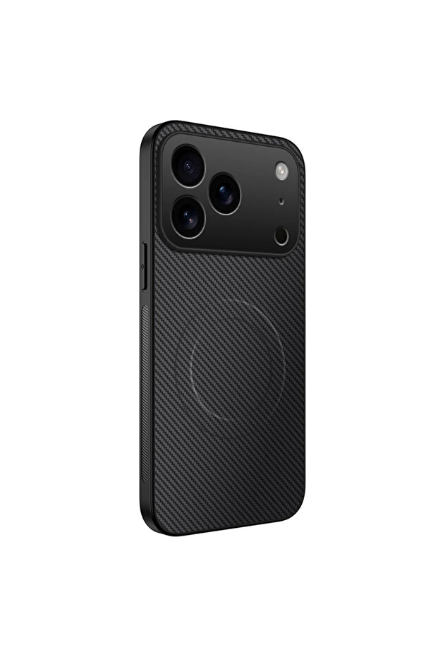 جراب فاخر فائق النحافة من ألياف الكربون جلد المغناطيسي لهاتف iPhone 14 Pro Max باللون الأسود، متوافق مع هواتف iPhone 17 و16 و15 و14