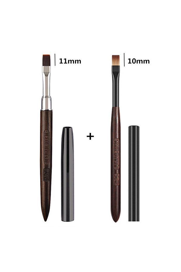 G-B00712-04 2PCS Sandalwood Handle Nail Drawing Brushes For Manicure Lines Painting Gradient UV GEL
