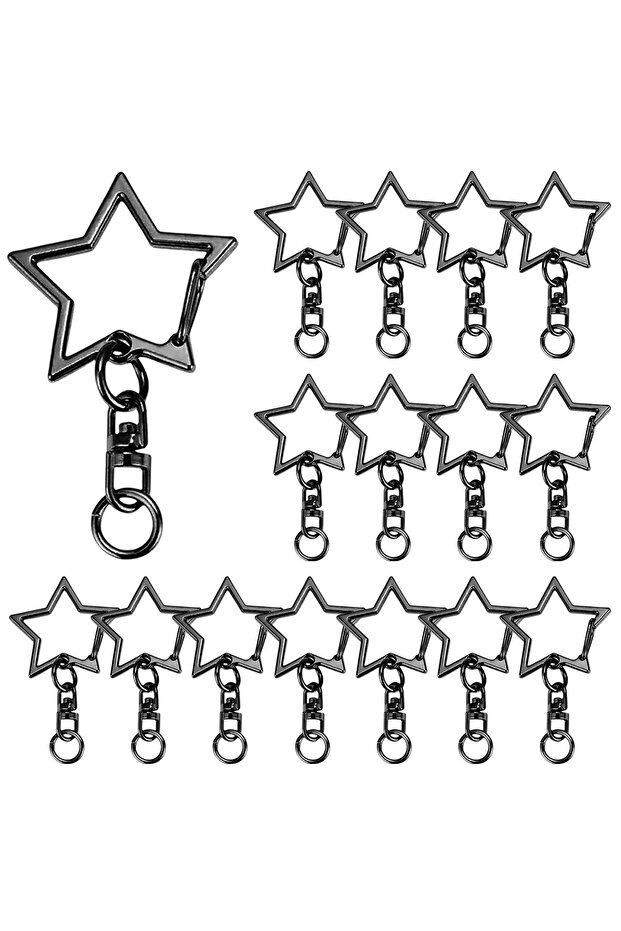 25 Sets Black 5/15/25/50 Sets Star Shaped Snap Keychain Lobster Claw Clasp with Hanging Buckle Jump