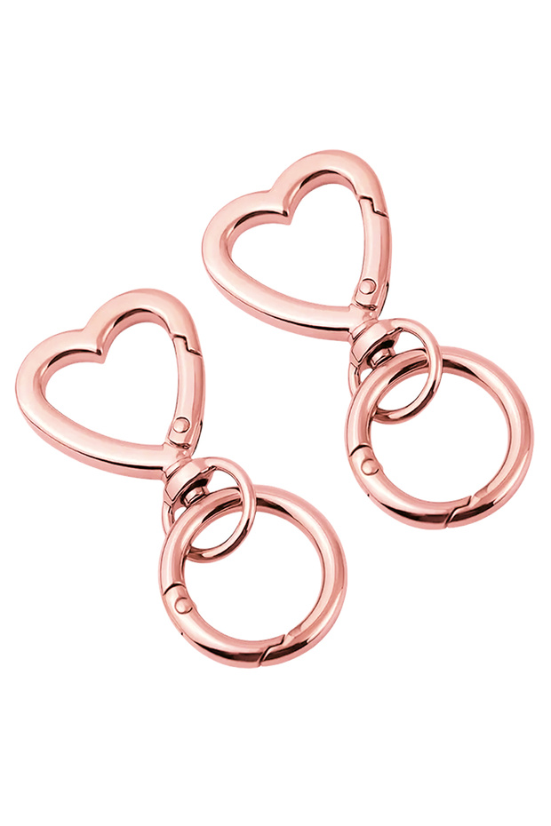 2 Sets Rose Golden 2/6/15 Sets Heart-Shaped Snap Keychain Clips with Round Spring O Rings for Lanyar