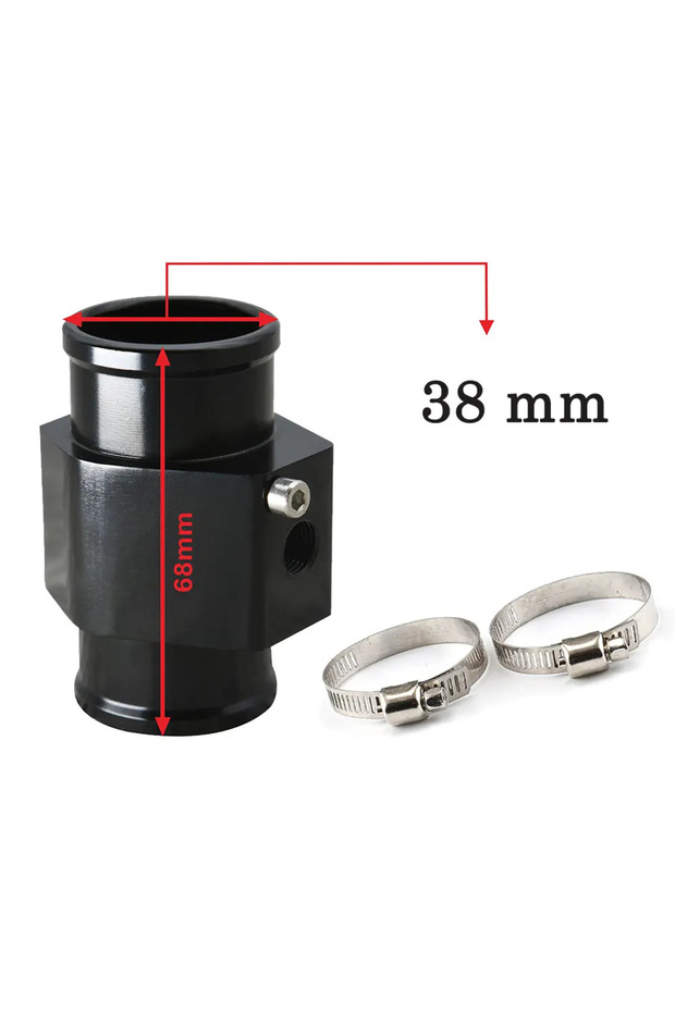 38MM-BL 26MM-40MM Blue & Black Aluminium Water Temp Gauge Radiator Temperature Water Temp Joint Pip