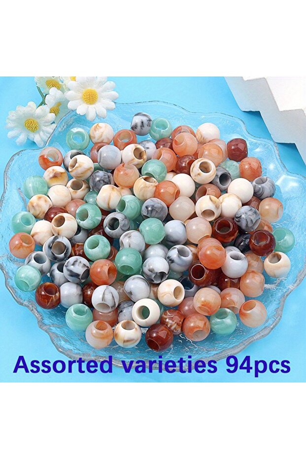 94pcs 14/47/94pcs Multi-color Oval Ink-patterned Ponies, Diy Bracelets, Necklaces, Braids, Valentine