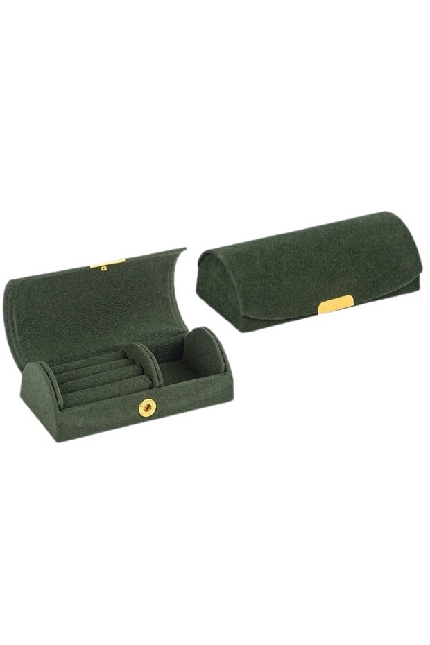 A0278-green Arched Portable Jewelry Storage Box Portable Business Trip and Travel Anti-oxidation Rin