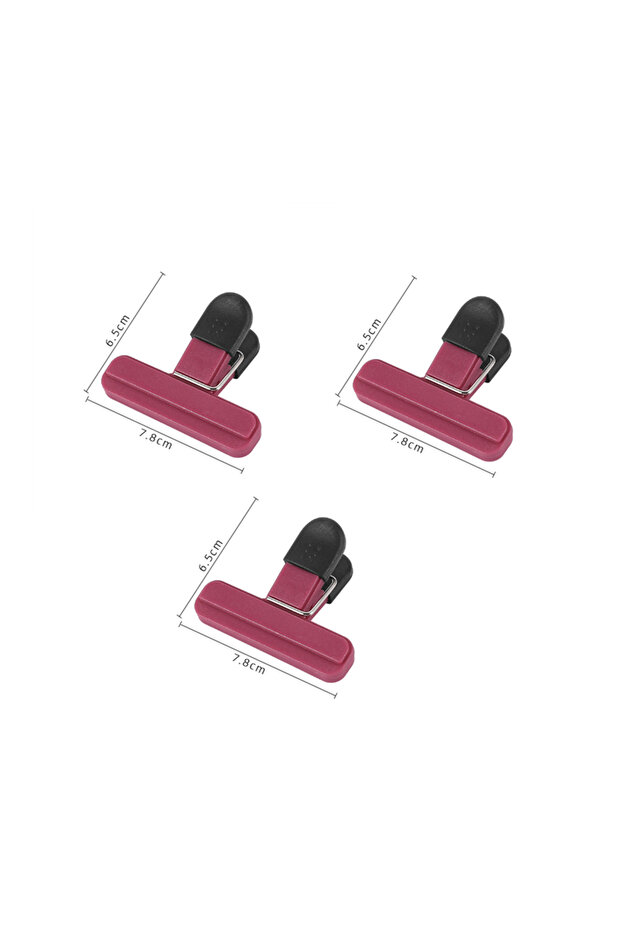 S - 3Pcs Rose Red Portable Bag Clips Kitchen Storage Food Snack Seal Sealing Bag Clips Sealer Clamp