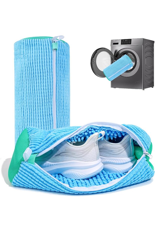 2Pcs Blue New Shoe Washing Bag Portable Travel Shoe Cleaning Tool Durable Fabric Bag for Sneakers An