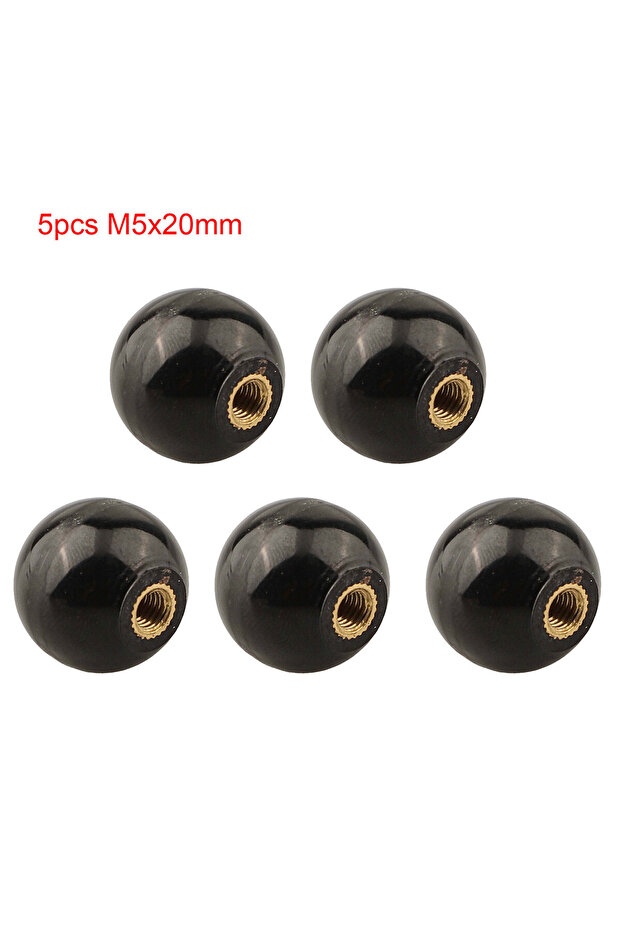 مقابض كروية سوداء M5x20 (5 قطع) - مقابض باكلايت دائرية M5/M6/M8/M10/M12 لاستبدال أدوات الآلات