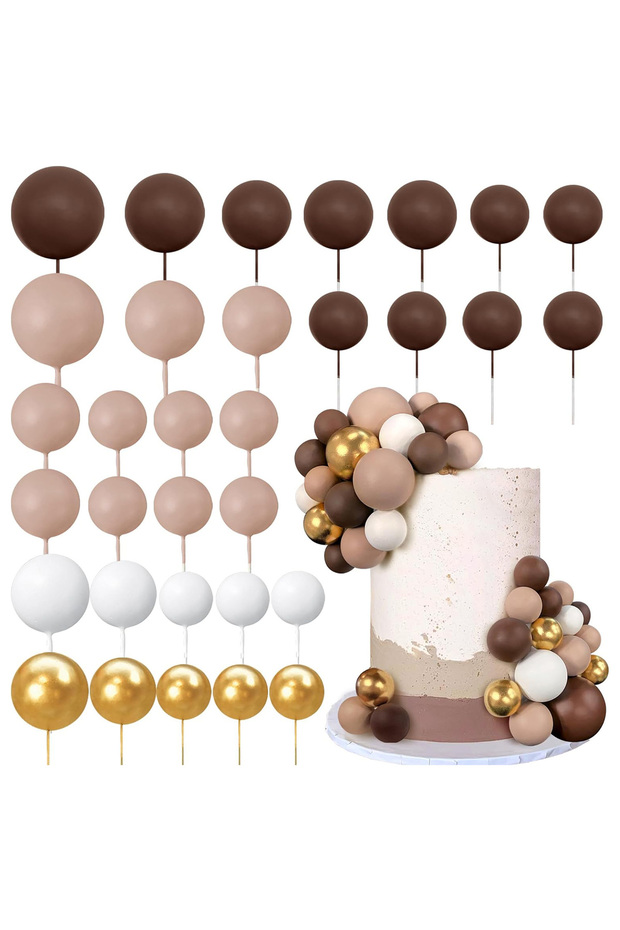 Style1 32 PCS Ball Cake Picks Colorful Ball Shaped Cake Topper Pearl Balls Cupcake Cake Insert Toppe