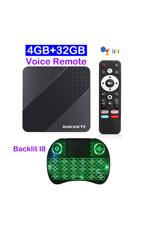 EU Plug 4G 32G Keyboard TV Box X10 Smart Android 16 TV Box RK3518 Dual Wifi 5G Wifi6 Google Assistan