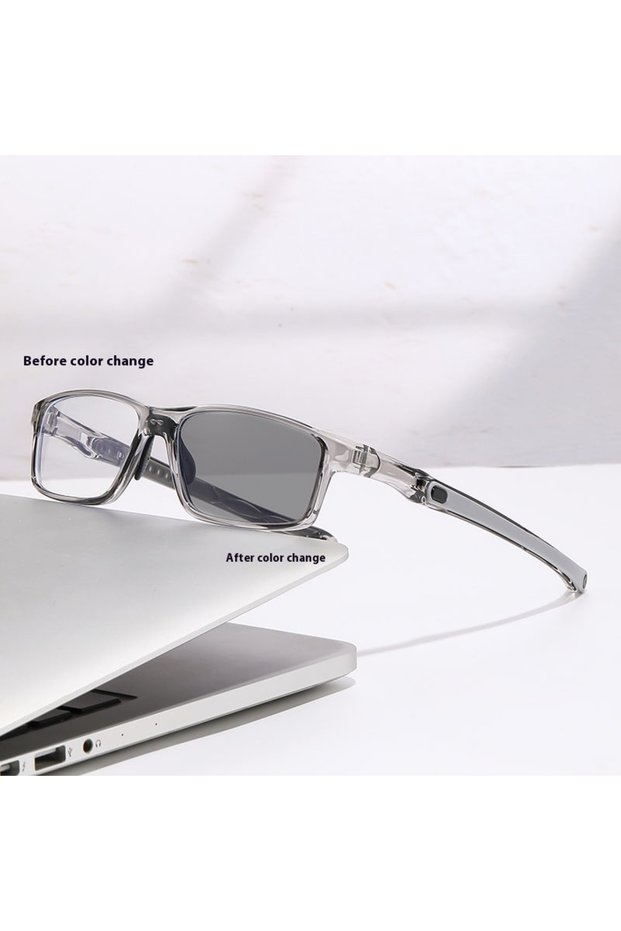 +150 grey Sports Photochromic Multifocal Reading Glasses, Neutral Progressive Near Far Presbyopia An