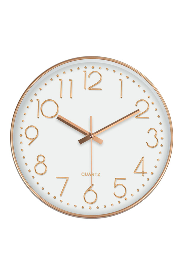 8 inch White Golden G1233A 8-Inch Minimalist Quartz Wall Clock, 3D Digital Clock, Silent Clock for L
