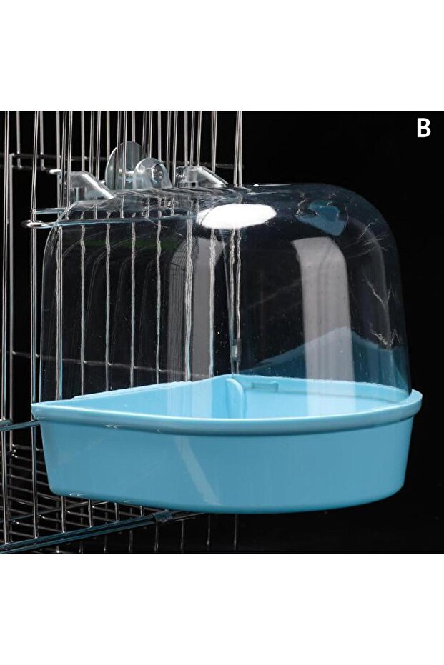 B Clear Hanging Bird Bath for Cage Parakeet Bird Cage Accessories Parrots Bathtub Bath Shower Cage .