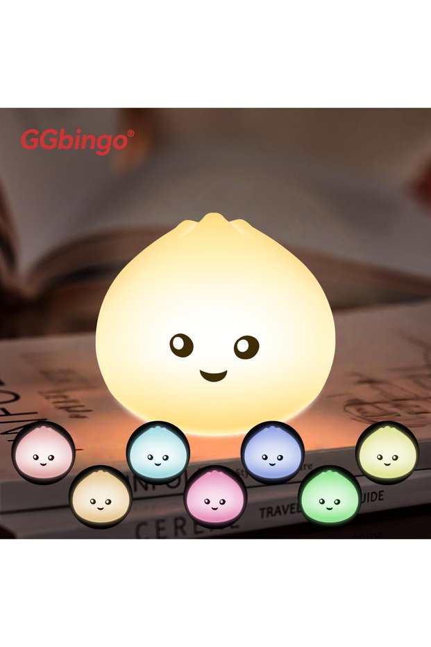 RGB WHITE GGbingo Sleeping Bedside Light Rechargeable Steamed Bun Night Light Silicone Cute LED Lamp