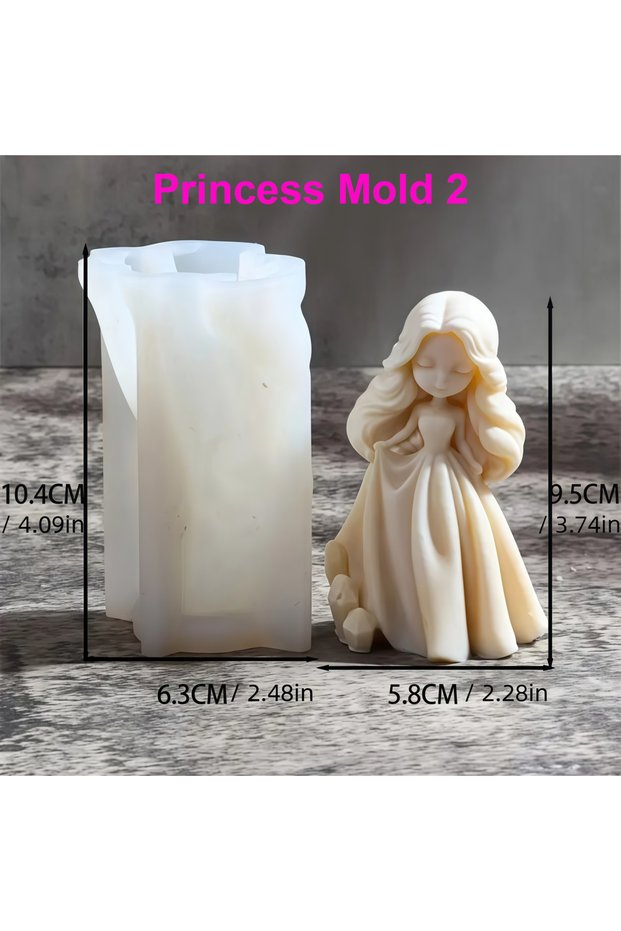 Princess Mold 2 3D Sweet Princess Doll Silicone Candle Mold DIY Cute Princess Soap Figurine Gypsum E