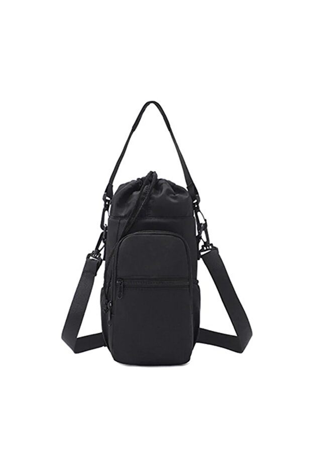 Black Portable Water Bottle Bag with Adjustable Strap Thermal Mugs Insulated Protective Cover Phone
