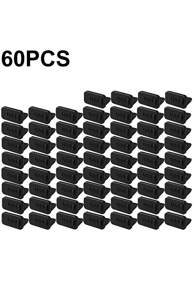 60 قطعة سدادات غبار سوداء USB A (60/40/20/10 قطع) لحماية منافذ شحن أجهزة اللابتوب والكمبيوتر الشخصي