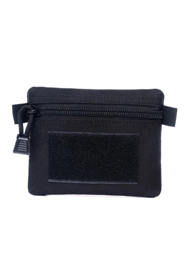 Black Outdoor Camping EDC Molle Wallet Waterproof Portable Travel Zipper Waist Pouch for Camping Hik