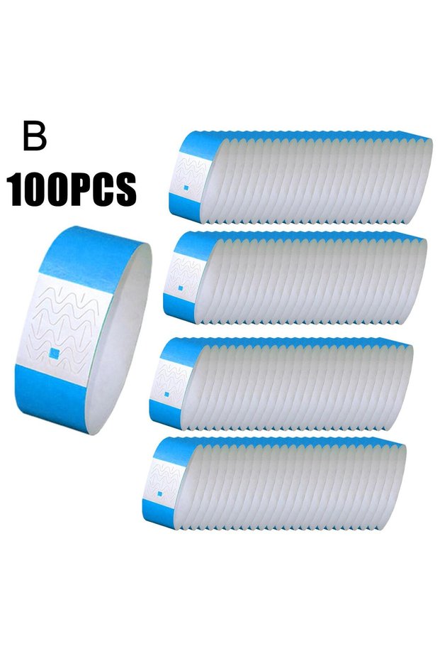 B 100Pcs Waterproof Wrist Strap For Events Party Paper Bracelet Multicolored Event Ticket Wristband.
