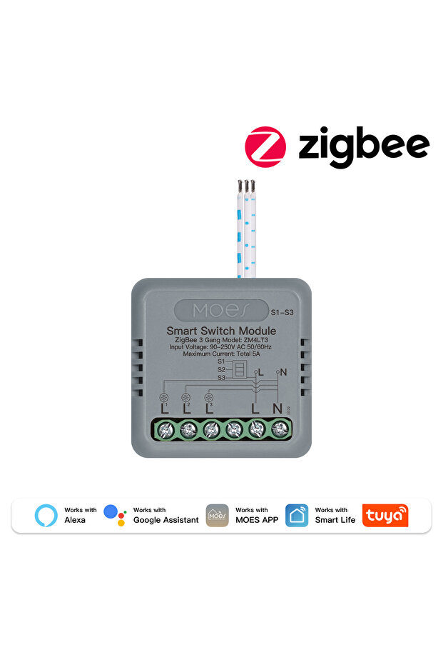 MOES ZigBee 3 Gang MOES Tuya WiFi Zigbee Mini DIY Smart Switch Module 1-4 Gang Timer Home Automation