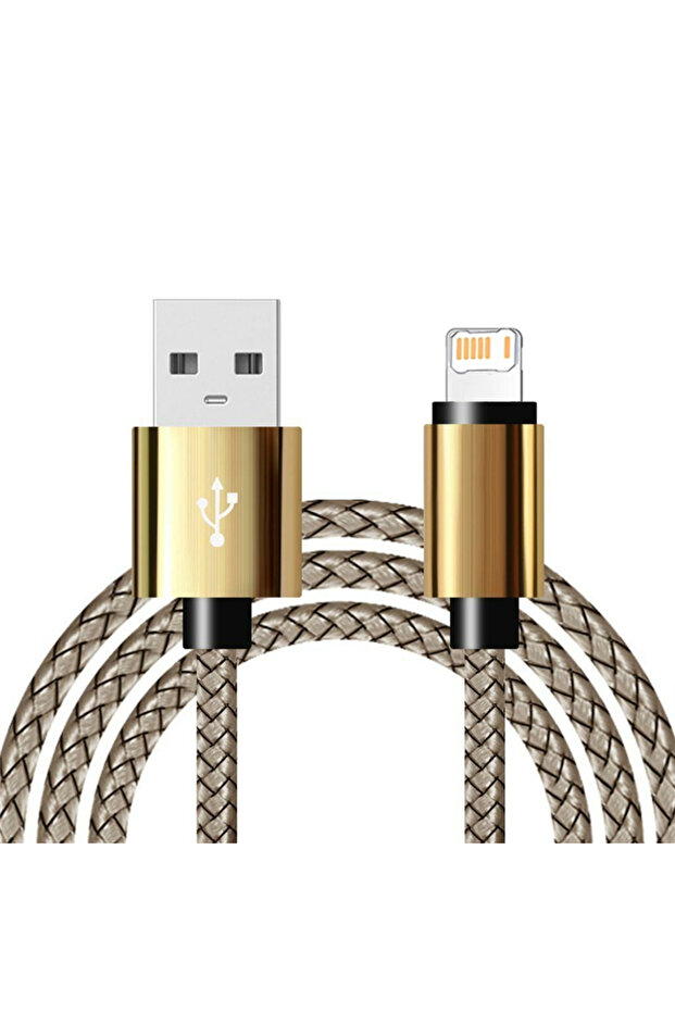 0.25m Gold USB Fast Charging Nylon Braided Cable For iPhone X XR XS 11 12 13 14 Pro Max 6 6S 7 8 Plu