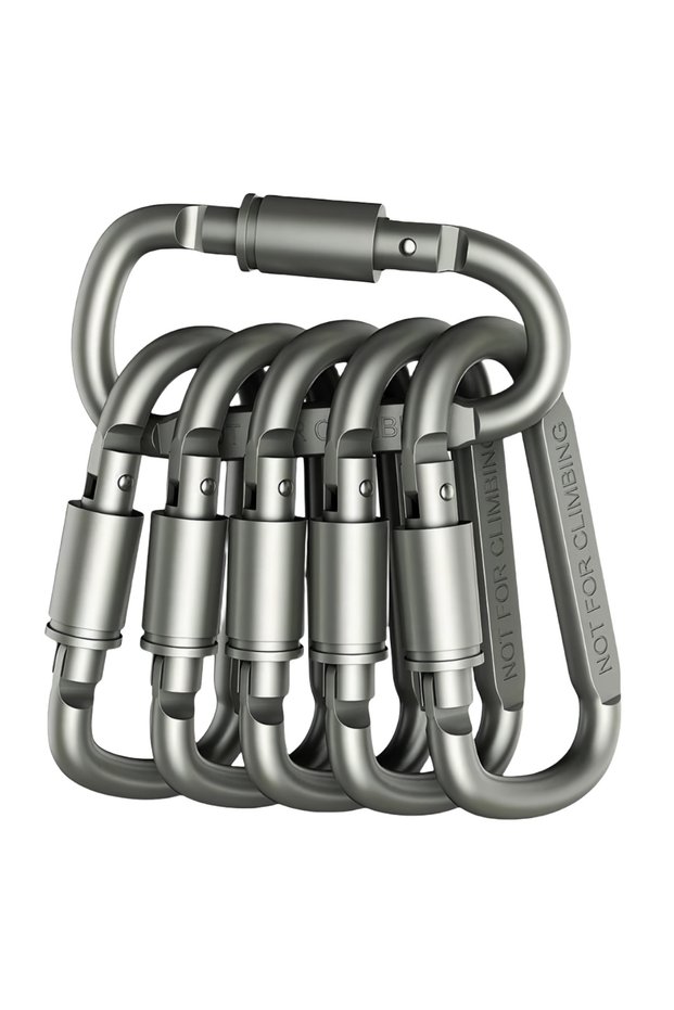 D-6 Gray 2-6PCS Carabiner Set For Key Camping Survival EDC Outdoor Keychain Clip Alloy Aluminum Tac