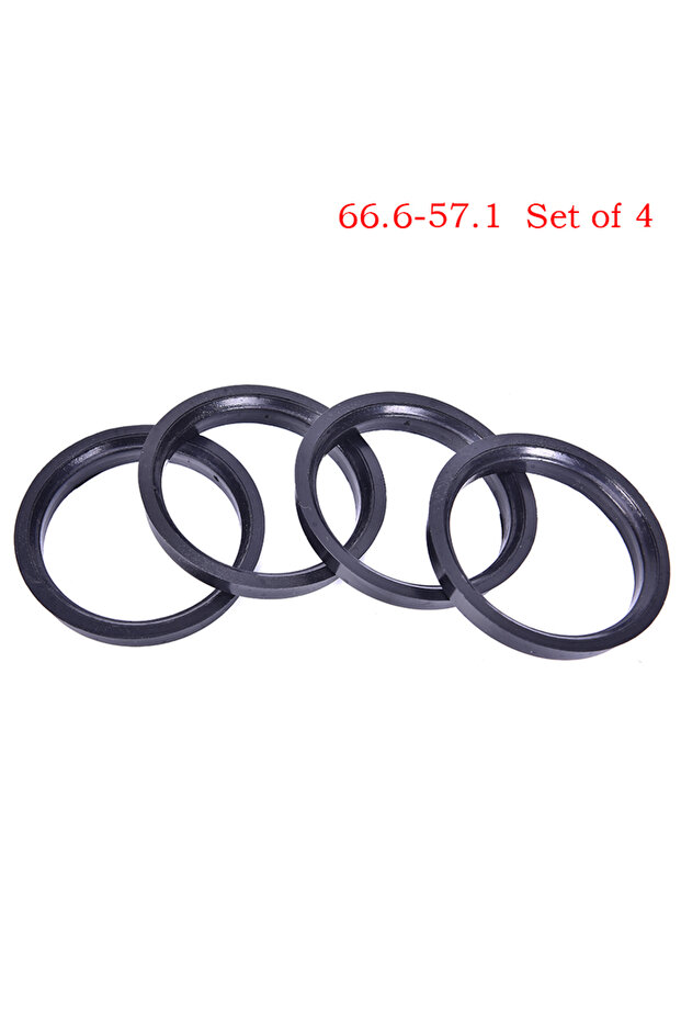 Black 4Pcs 66.6-57.1mm Plastic Wheel Bore Center Collar Hub Centric Ring