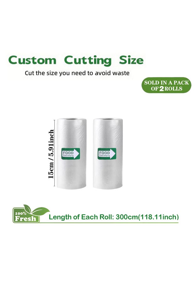 15x300cm (2Rolls) 2 Rolls Of 3M Vacuum Seal Bags,Keeps Food Fresh Longer, Ideal For Food Storage & M