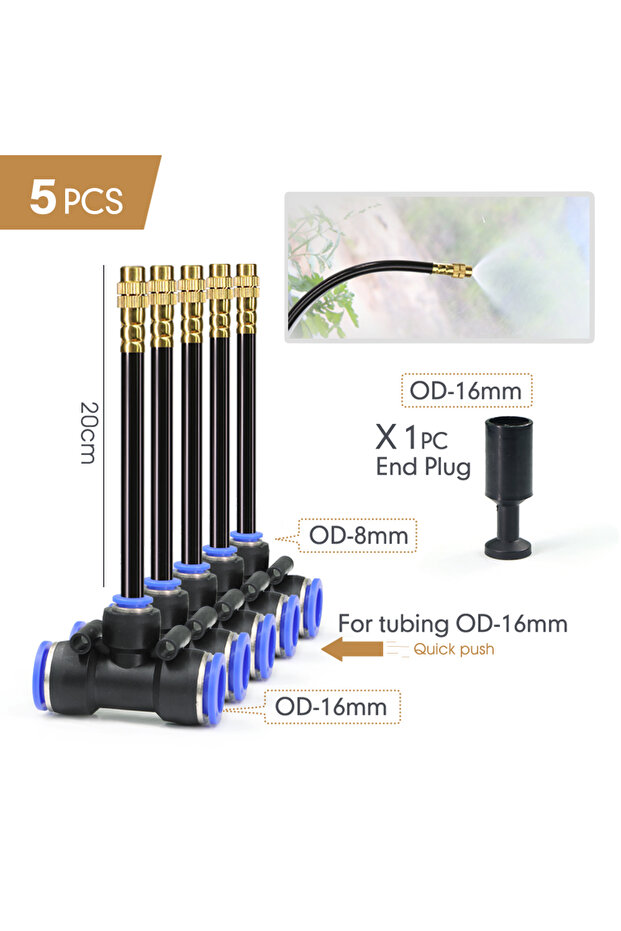 J-16mm to 8mm 5pcs 5/10pcs 20cm 360° Rotary Irrigation Brass Spray Support 6/8/10/12/16mm Hose Quick