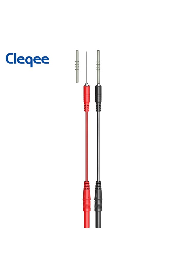 P80021-2C-2PCS Cleqee P80021 Test Probe Extension Test Leads 4mm Female Socket to Stainless Steel Pr