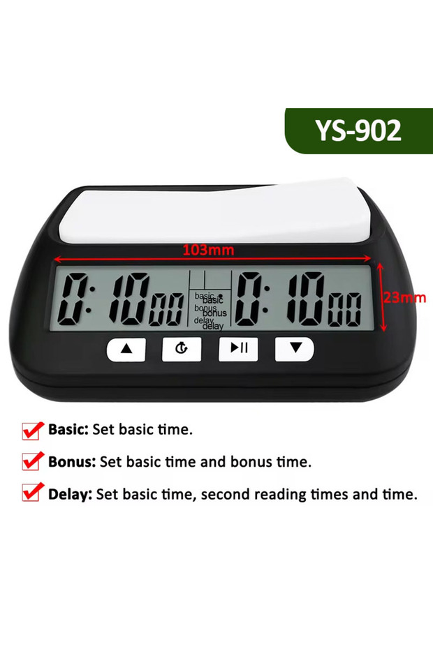 YS-902 Black YS9901/YS902 ساعة شطرنج احترافية محمولة متعددة الأغراض ومؤقت لعبة شطرنج رقمي Ti