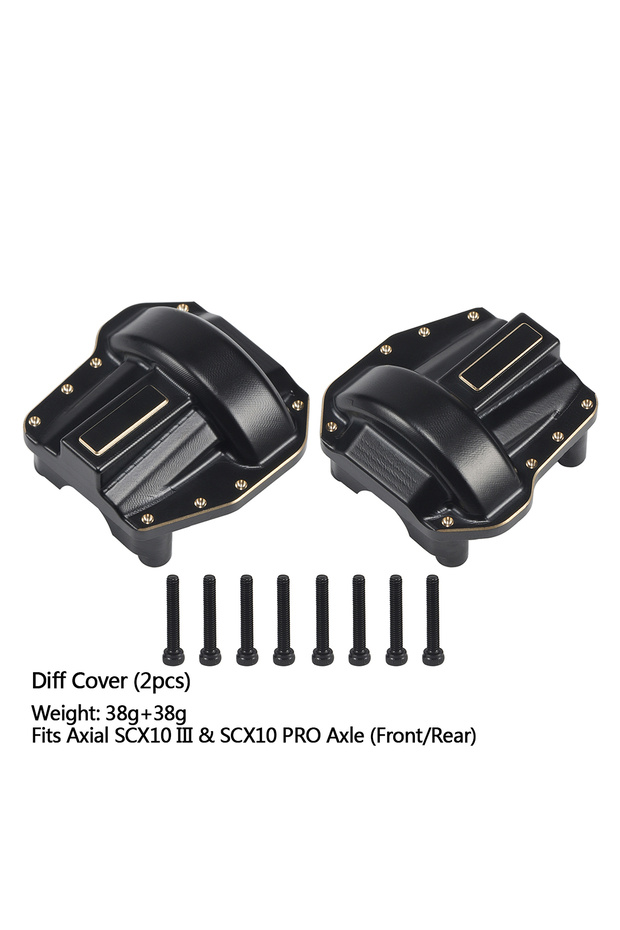 Diff Cover 2PCS Black Brass Weights Steering Knuckles Portal Cover Set for Axial Capra SCX10 III AR4