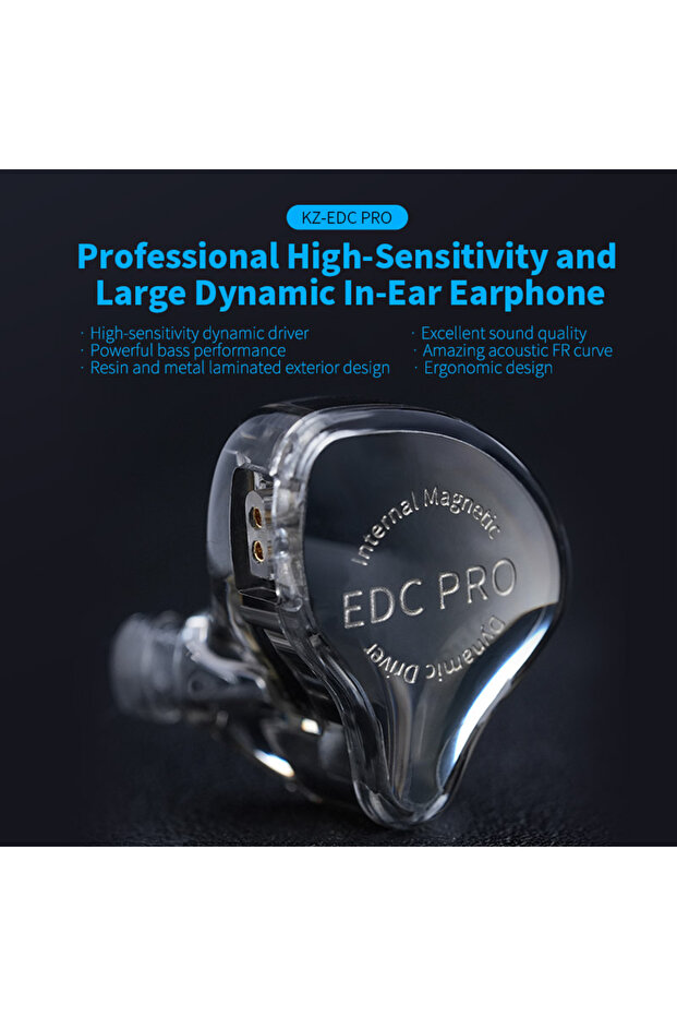 black mic KZ EDC PRO upgraded high-quality dynamic HIFI in ear interchangeable cable wired motion no
